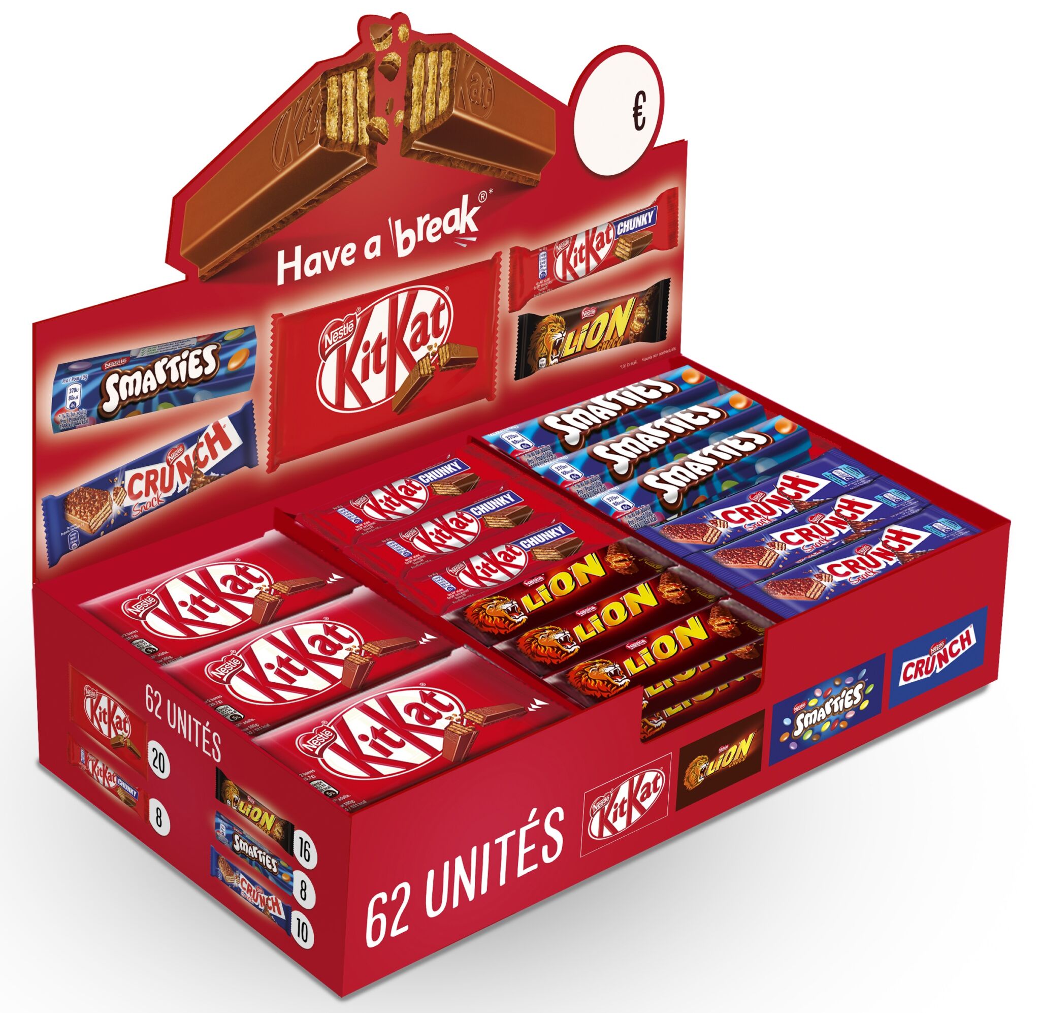 Chocobox Nestlé, 62 barres chocolatées assorties !