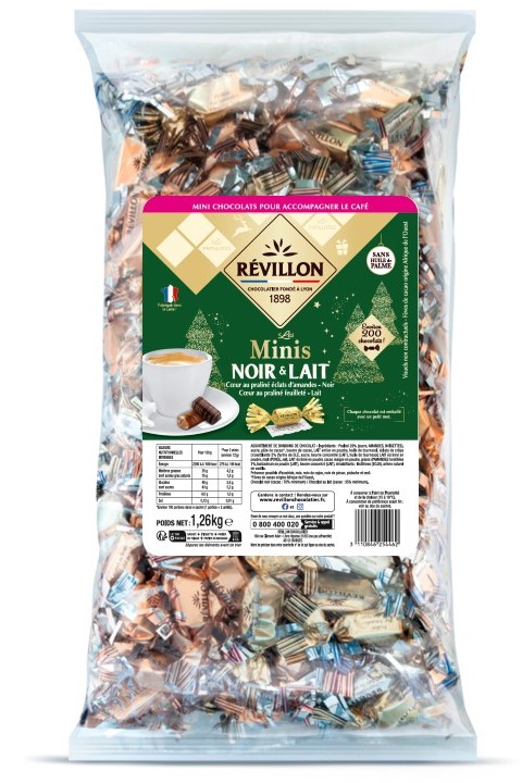 Mini Papillotes Chocolat Lait & Noir 70% – Sac 1.26kg – Révillon Chocolatier